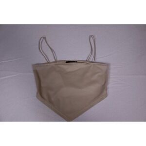 Forever 21 Faux Leather Handkerchief Hem Cami Top Beige Tan Medium